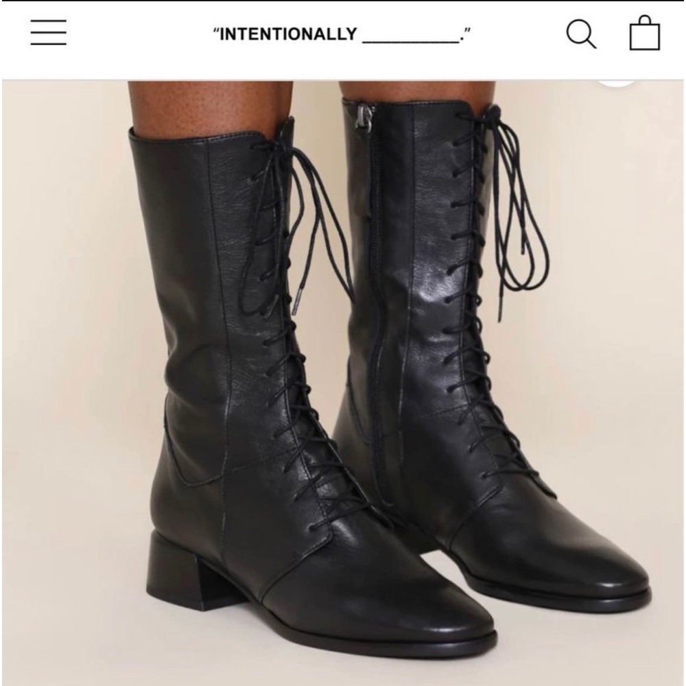 INTENTIONALLY BLANK Black Lace Up Boots